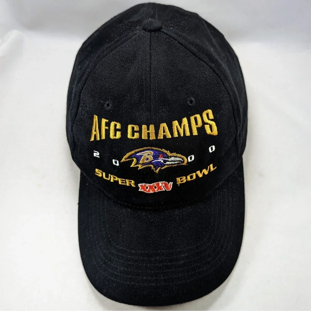 Vintage Baltimore Ravens 2000‎ Y2K AFC Champions Super Bowl Strapback Hat Cap